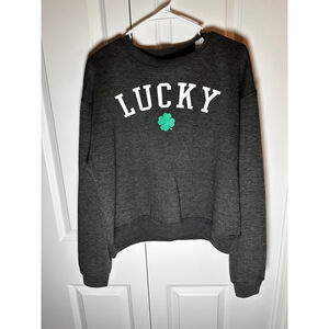 Modern Lux Charcoal Lucky Shamrock Sweatshirt S